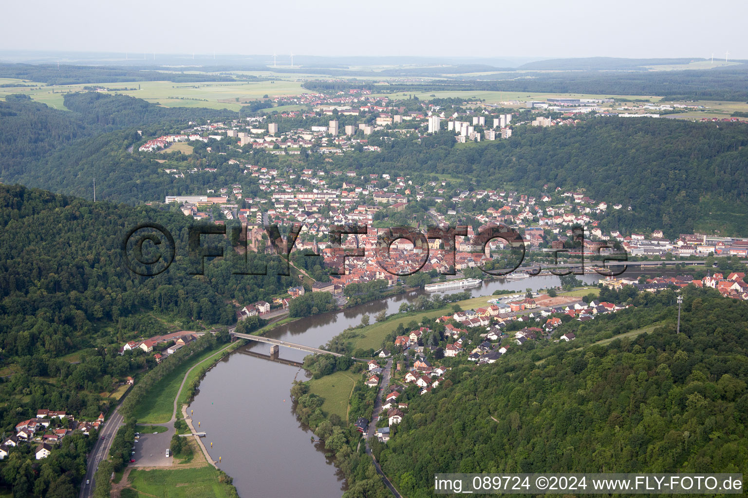 Wertheim in the state Baden-Wuerttemberg, Germany seen from above