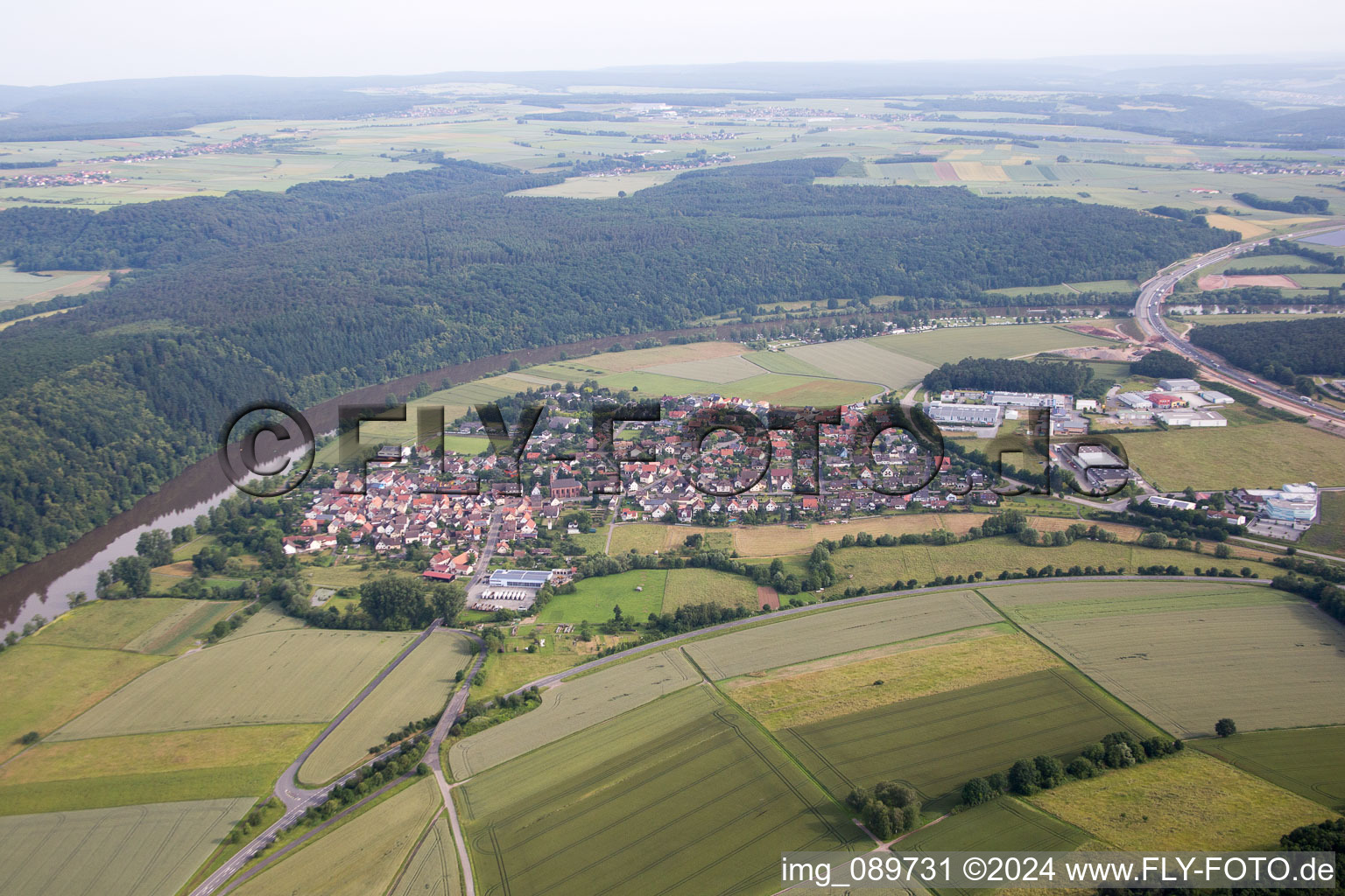 From the south in the district Bettingen in Wertheim in the state Baden-Wuerttemberg, Germany