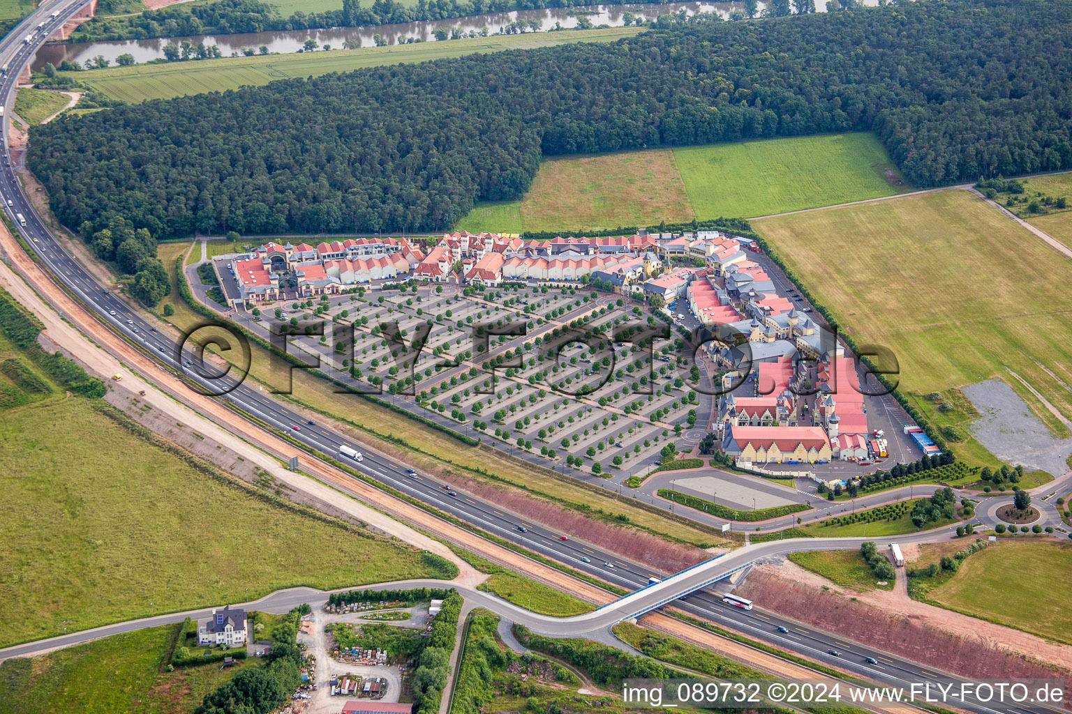 Building of the shopping center Wertheim Village OUTLET in Wertheim in the state Baden-Wurttemberg, Germany