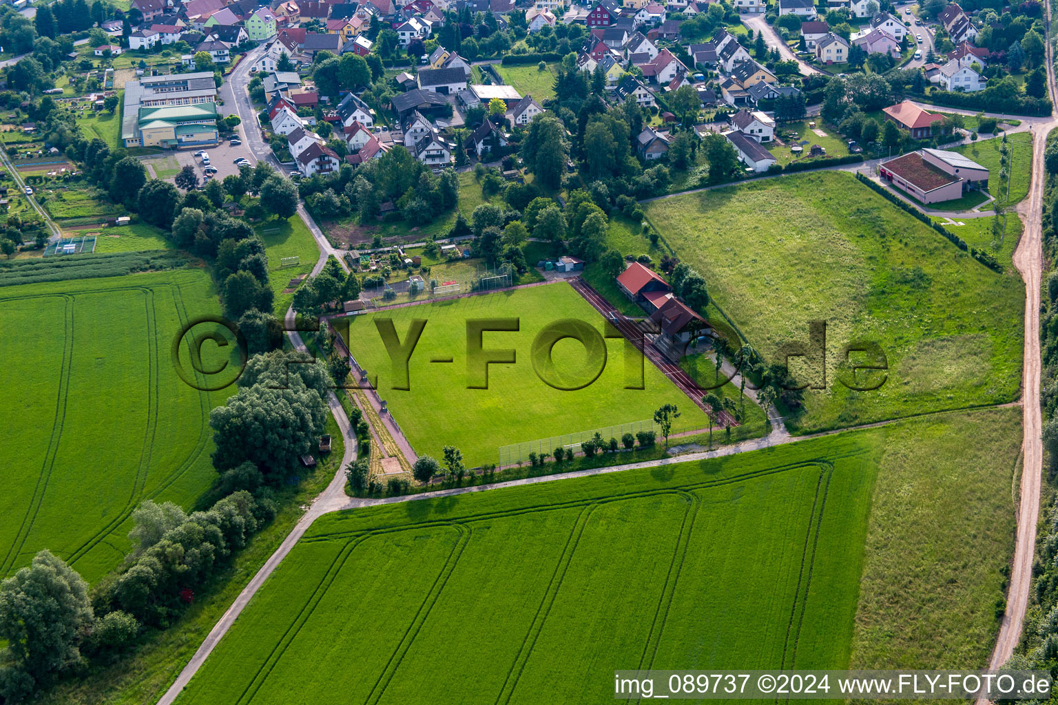 Sports field in the district Dertingen in Wertheim in the state Baden-Wuerttemberg, Germany