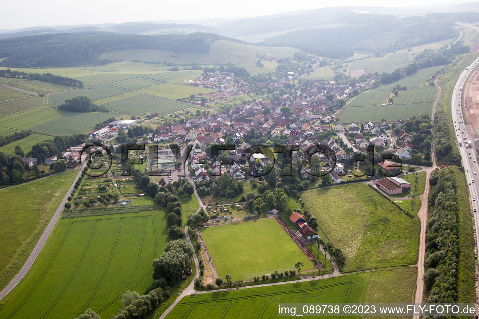 Oblique view of Dertingen in the state Baden-Wuerttemberg, Germany