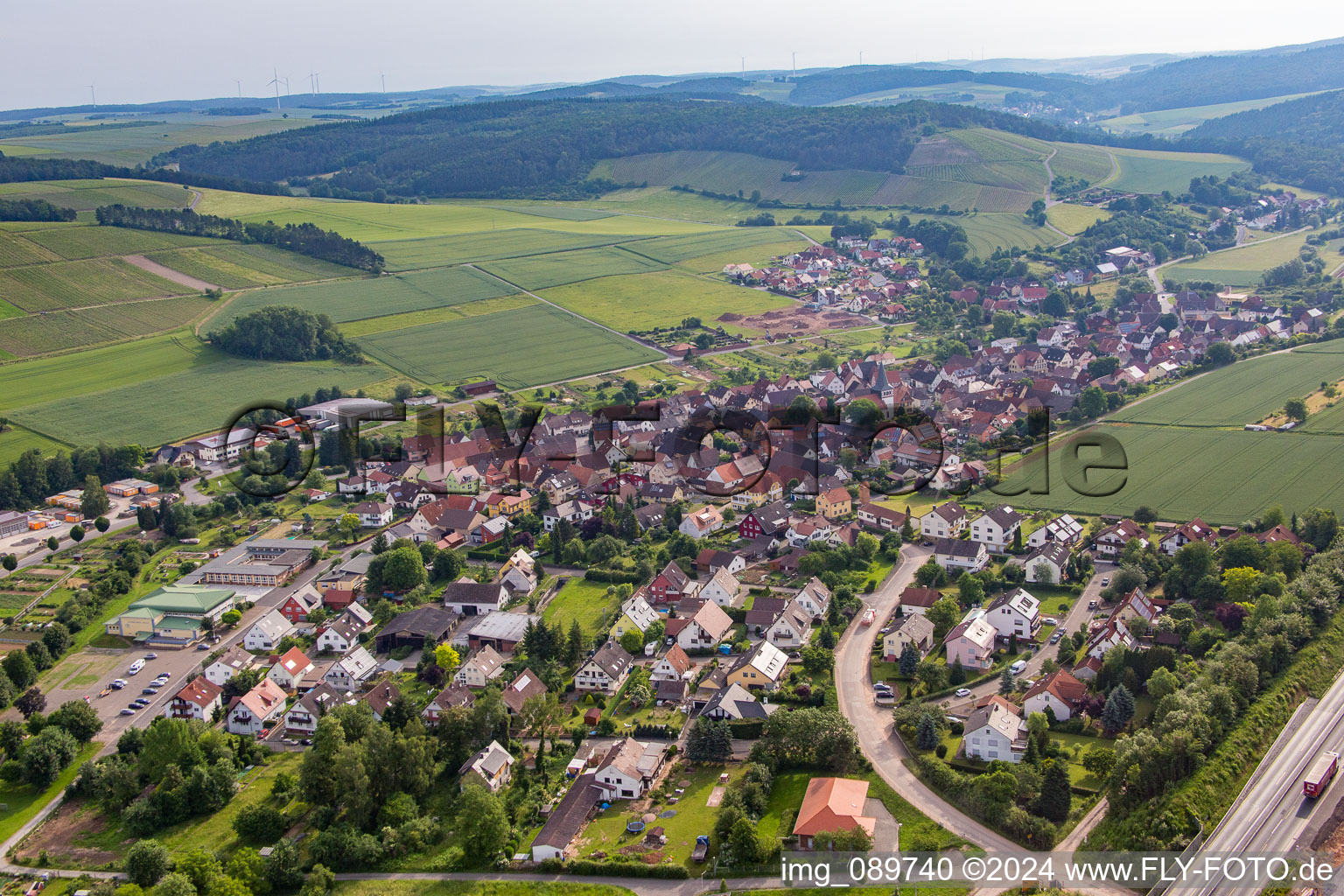 Oblique view of District Dertingen in Wertheim in the state Baden-Wuerttemberg, Germany