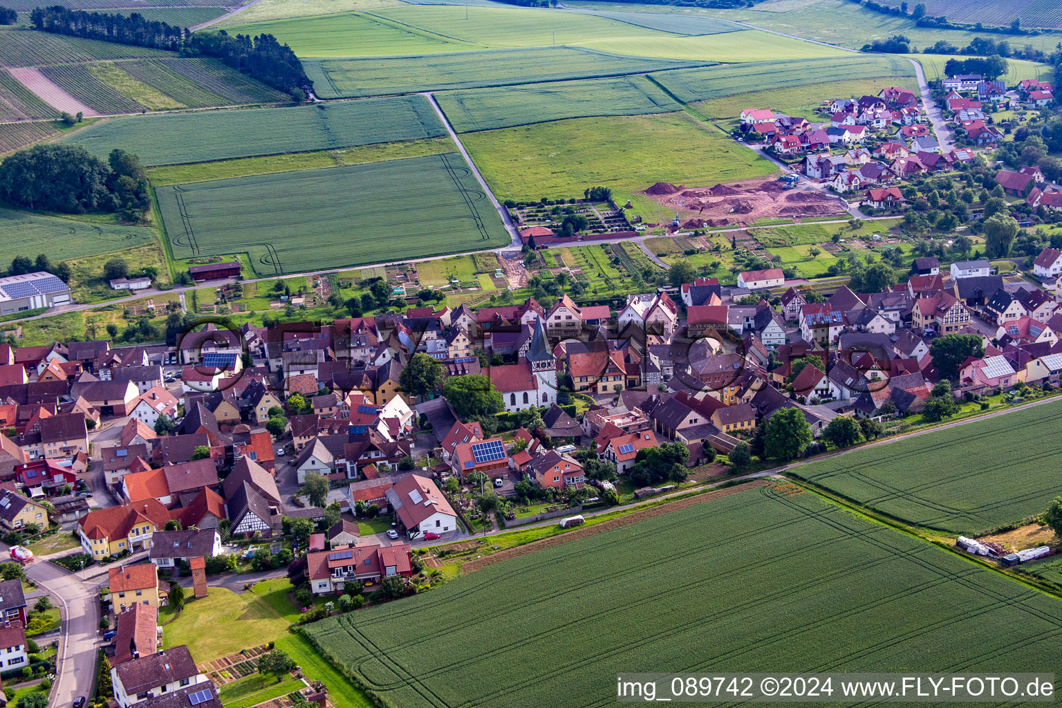 District Dertingen in Wertheim in the state Baden-Wuerttemberg, Germany from above