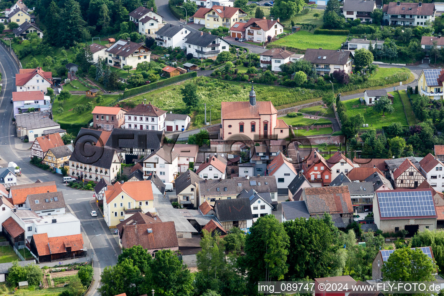 Church building St. Johannes in Wuestenzell in the state Bavaria, Germany