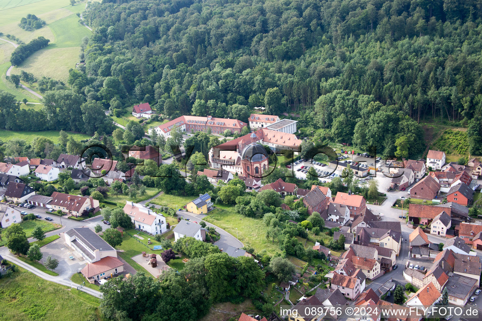 Holzkirchen in the state Bavaria, Germany seen from above