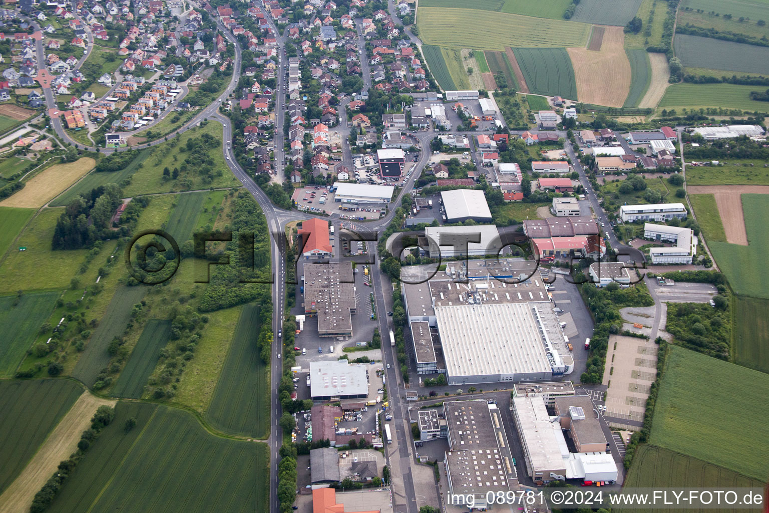 Aerial view of Höchberg in the state Bavaria, Germany