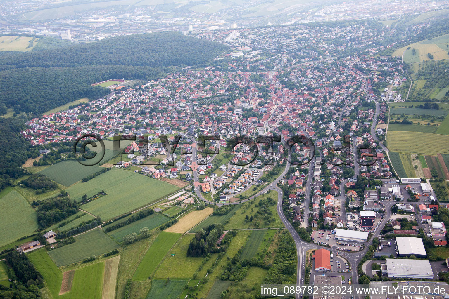 Aerial photograpy of Höchberg in the state Bavaria, Germany