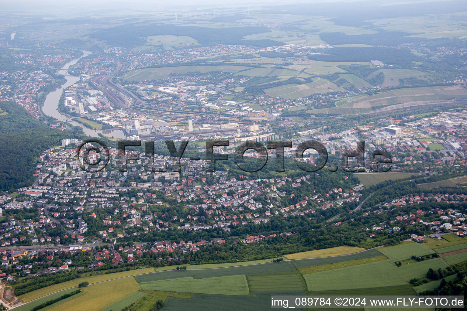 Aerial view of Würzburg in the state Bavaria, Germany