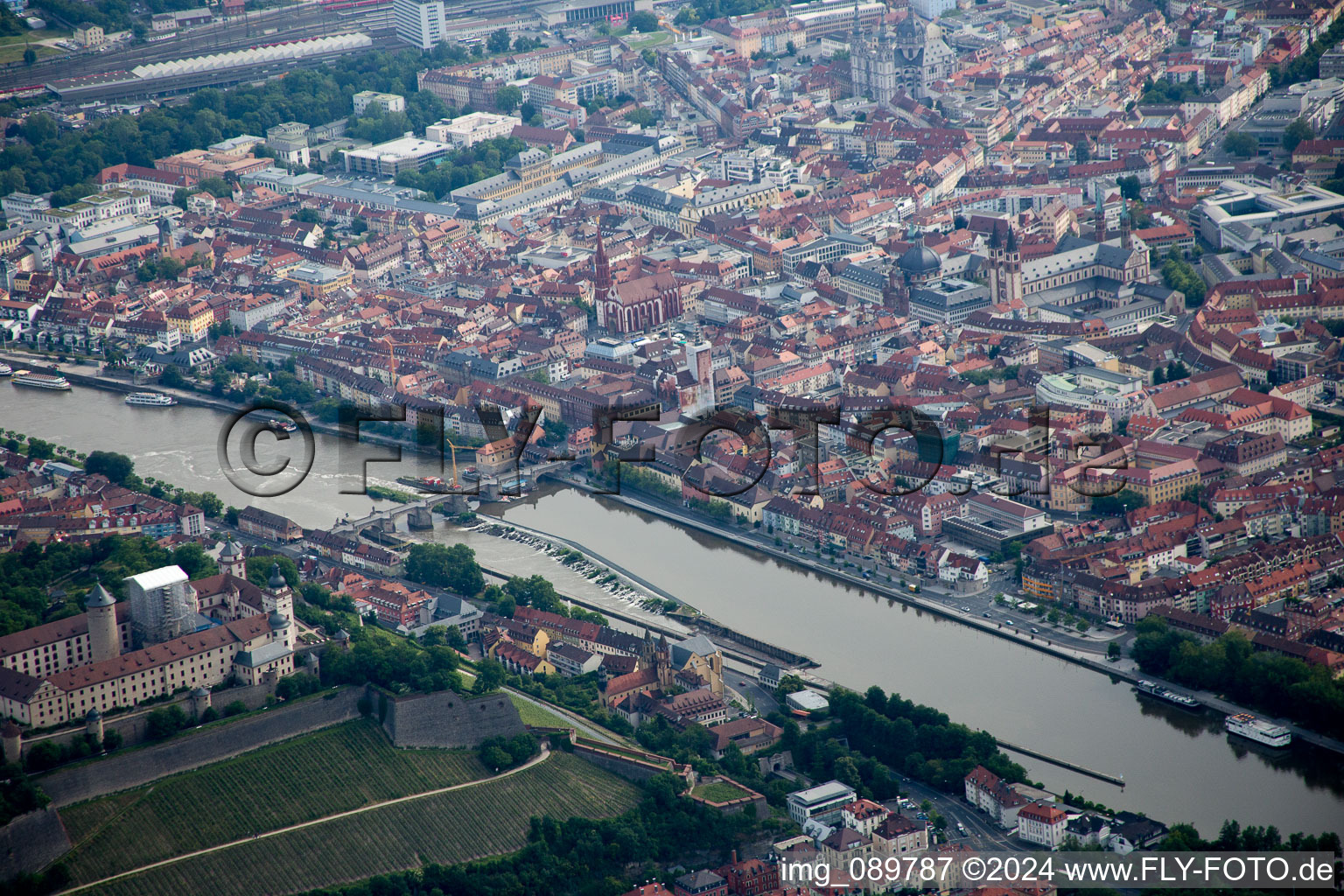 Oblique view of Würzburg in the state Bavaria, Germany