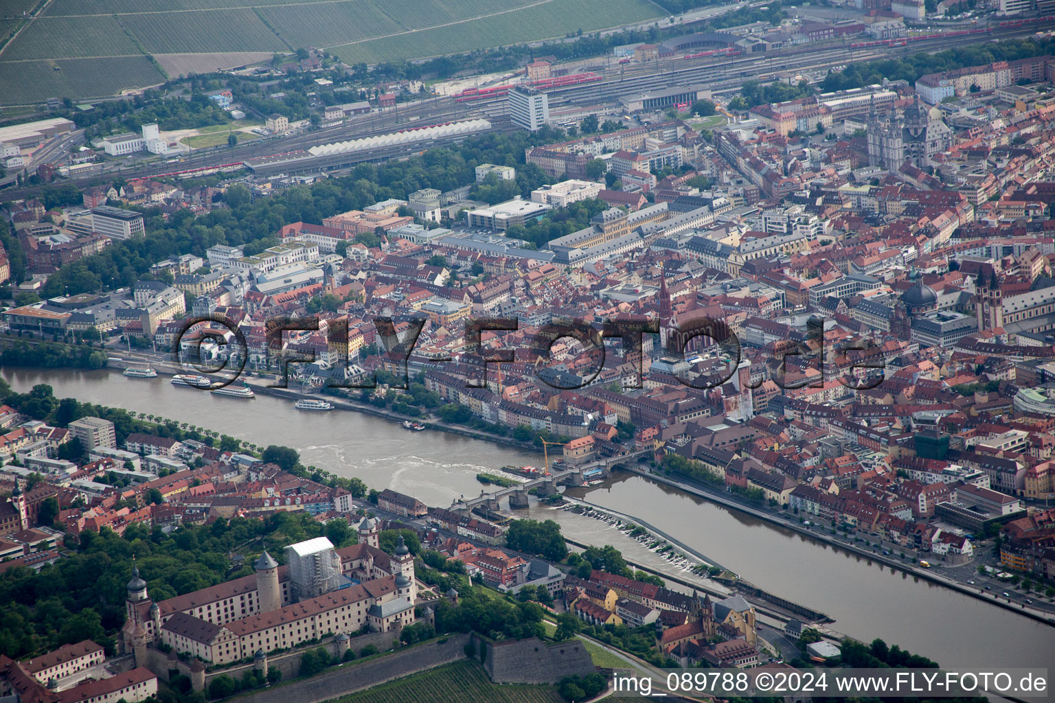 Würzburg in the state Bavaria, Germany from above