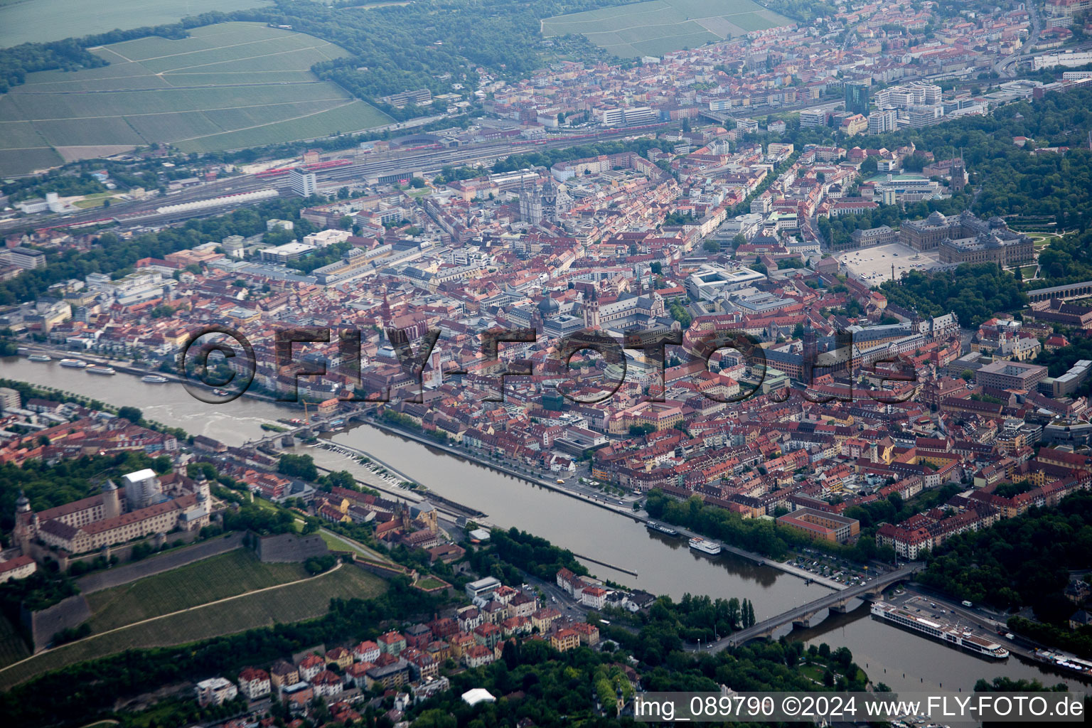 Würzburg in the state Bavaria, Germany seen from above