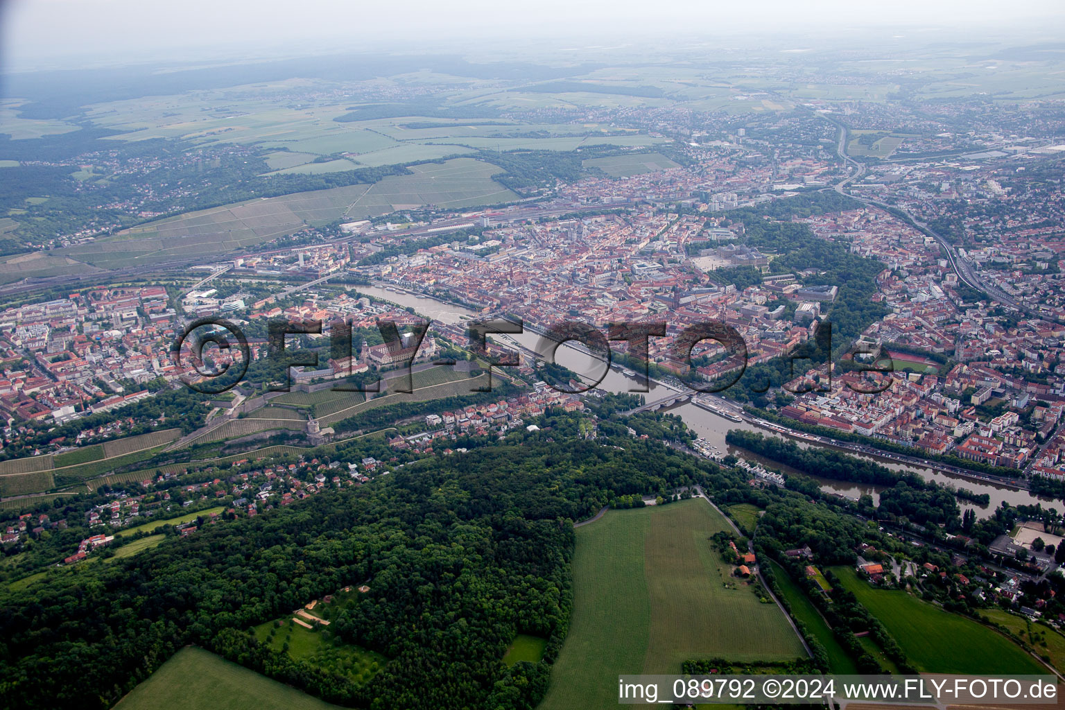 Bird's eye view of Würzburg in the state Bavaria, Germany