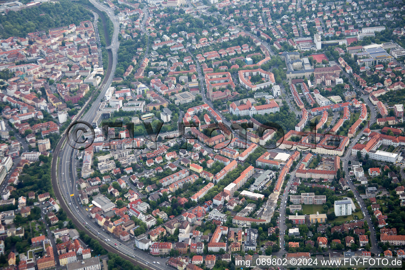 Würzburg in the state Bavaria, Germany seen from a drone