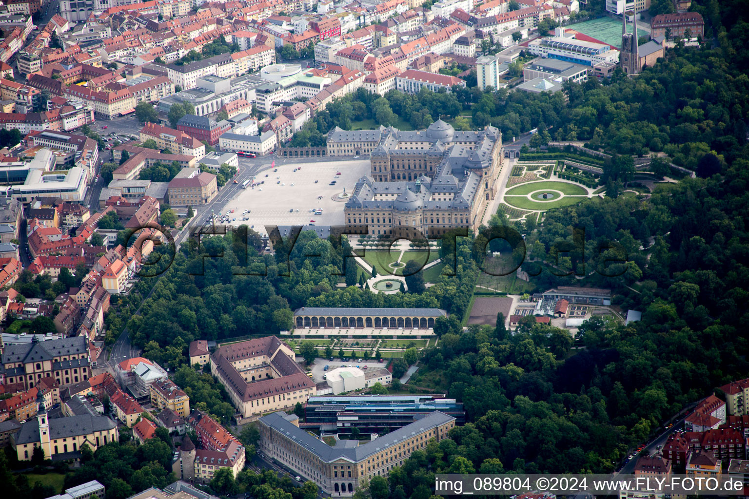 Aerial view of Würzburg in the state Bavaria, Germany