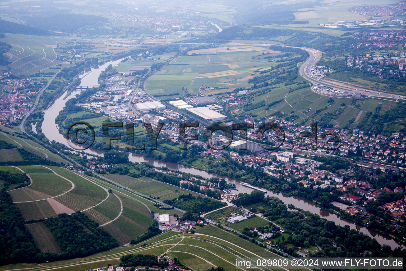 Oblique view of Würzburg in the state Bavaria, Germany