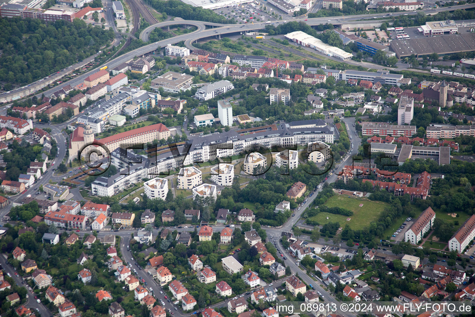 Würzburg in the state Bavaria, Germany seen from above