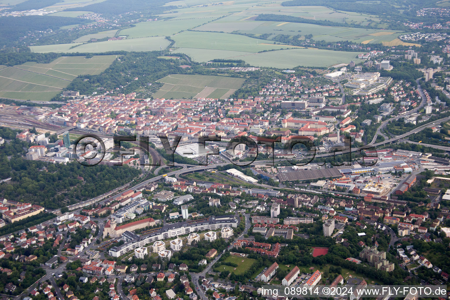 Würzburg in the state Bavaria, Germany from the plane