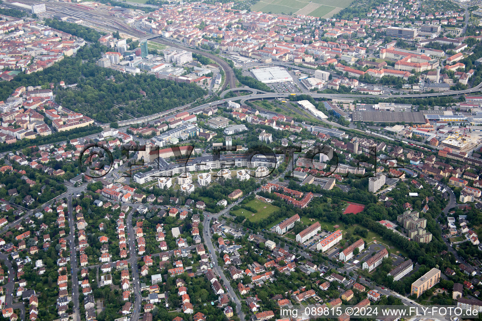 Bird's eye view of Würzburg in the state Bavaria, Germany