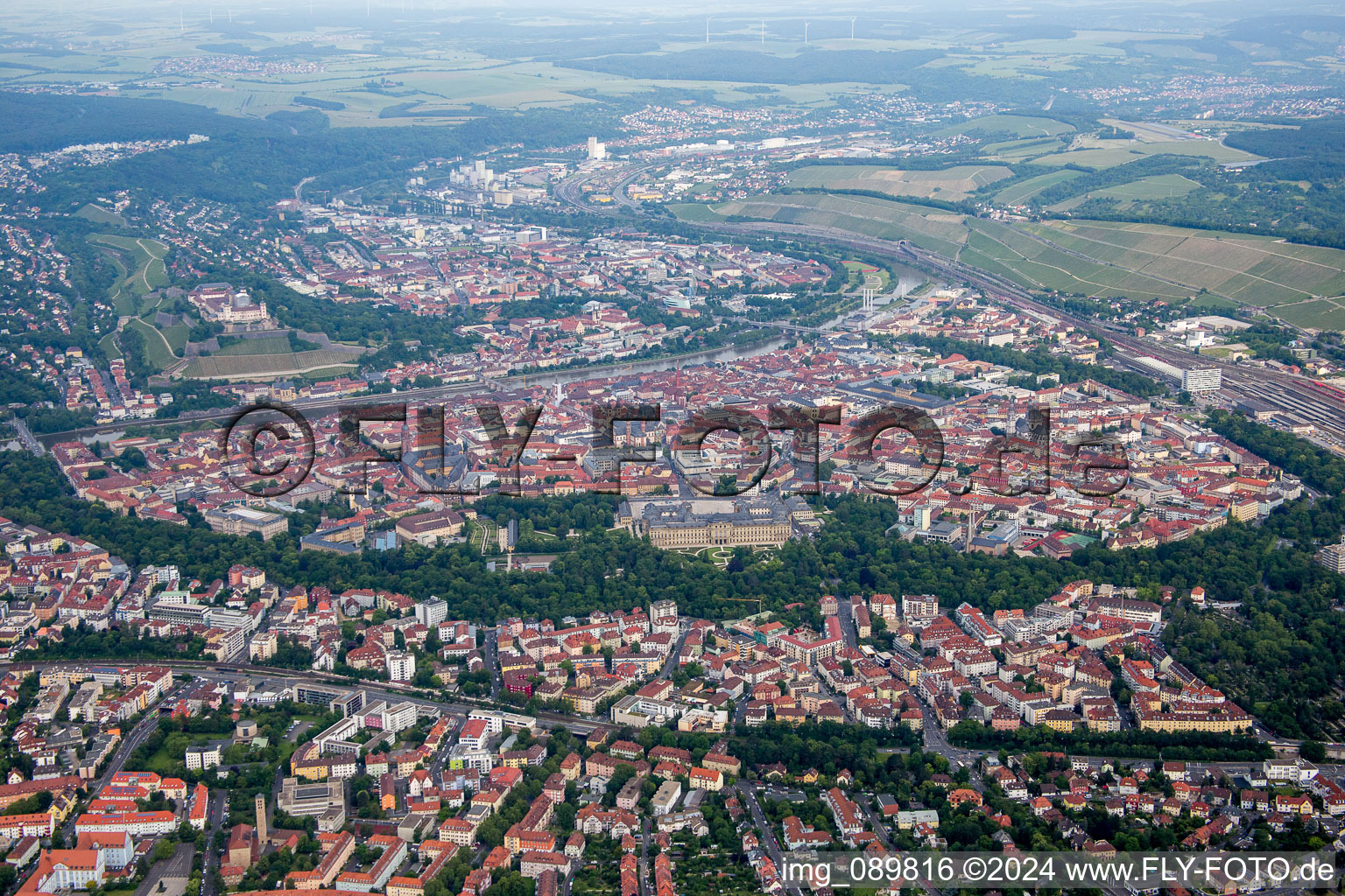 Würzburg in the state Bavaria, Germany viewn from the air