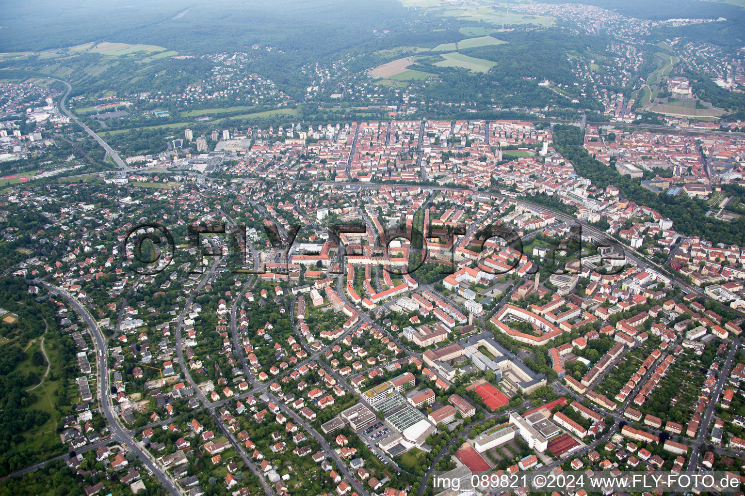 Würzburg in the state Bavaria, Germany from the drone perspective