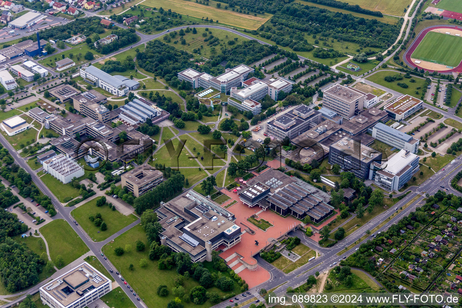 Campus buildings of the university and library Wuerzburg in the district Frauenland in Wuerzburg in the state Bavaria, Germany