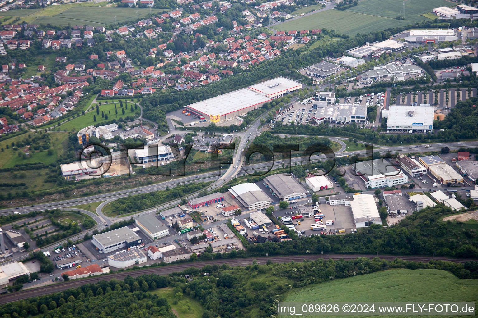 Aerial view of Lengfeld in Würzburg in the state Bavaria, Germany