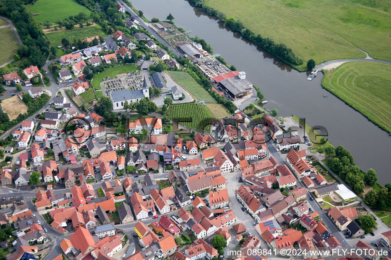 Oblique view of Wipfeld in the state Bavaria, Germany