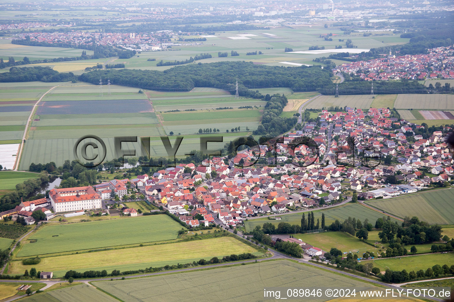 Oblique view of District Heidenfeld in Röthlein in the state Bavaria, Germany