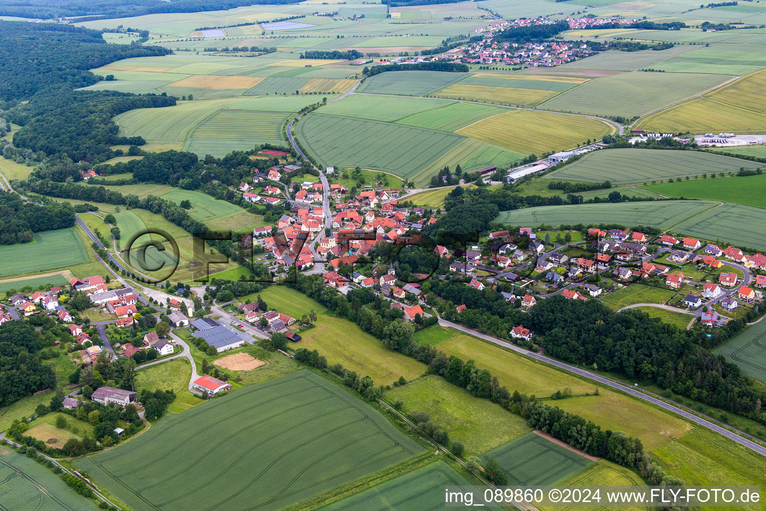 Aerial view of District Rothhausen in Thundorf in Unterfranken in the state Bavaria, Germany