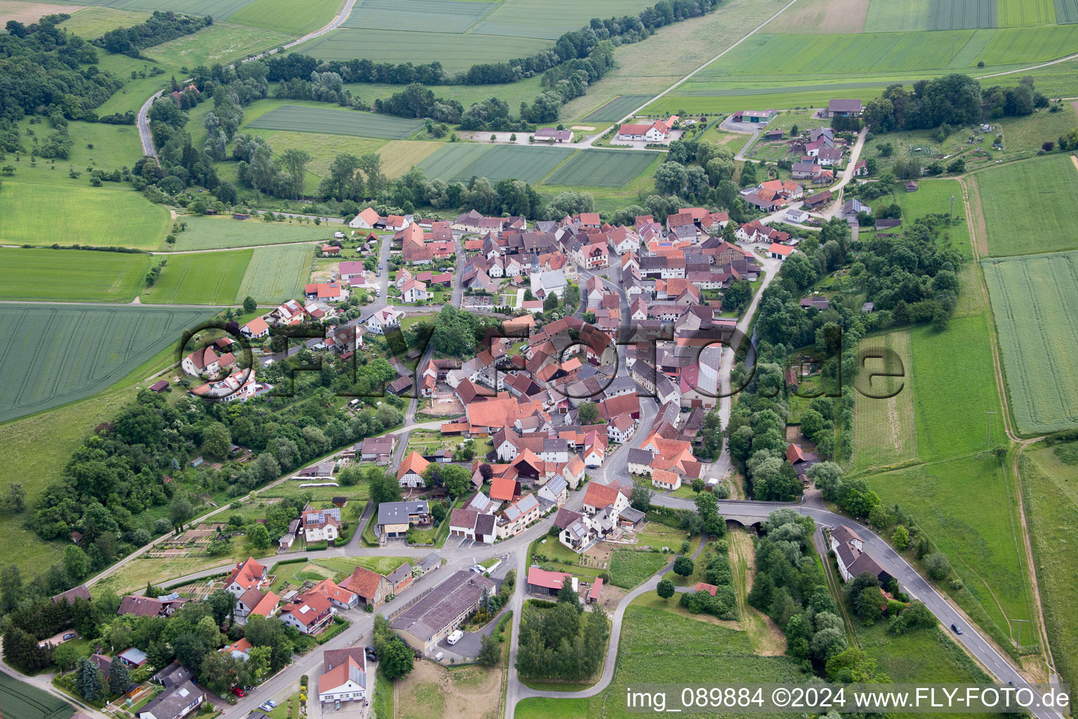 Village view in the district Gollmuthhausen in Hoechheim in the state Bavaria, Germany