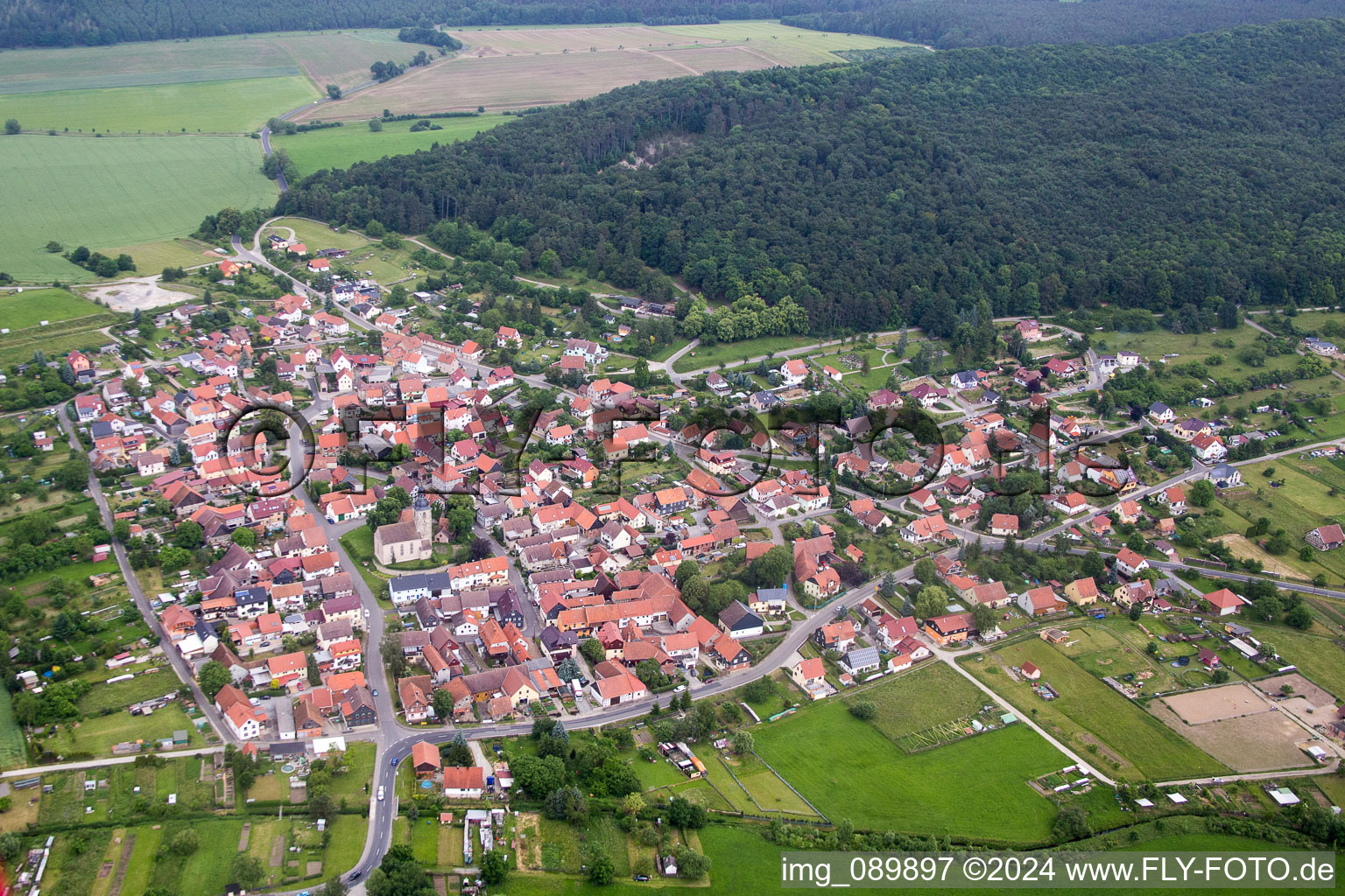 Town View of the streets and houses of the residential areas in the district Queienfeld in Grabfeld in the state Thuringia, Germany