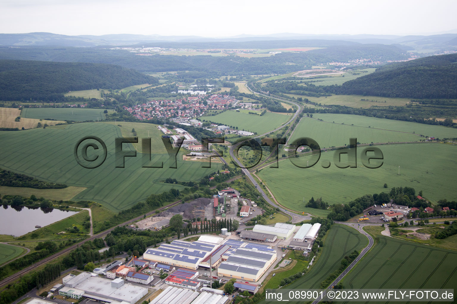 Aerial view of Ritschenhausen in the state Thuringia, Germany