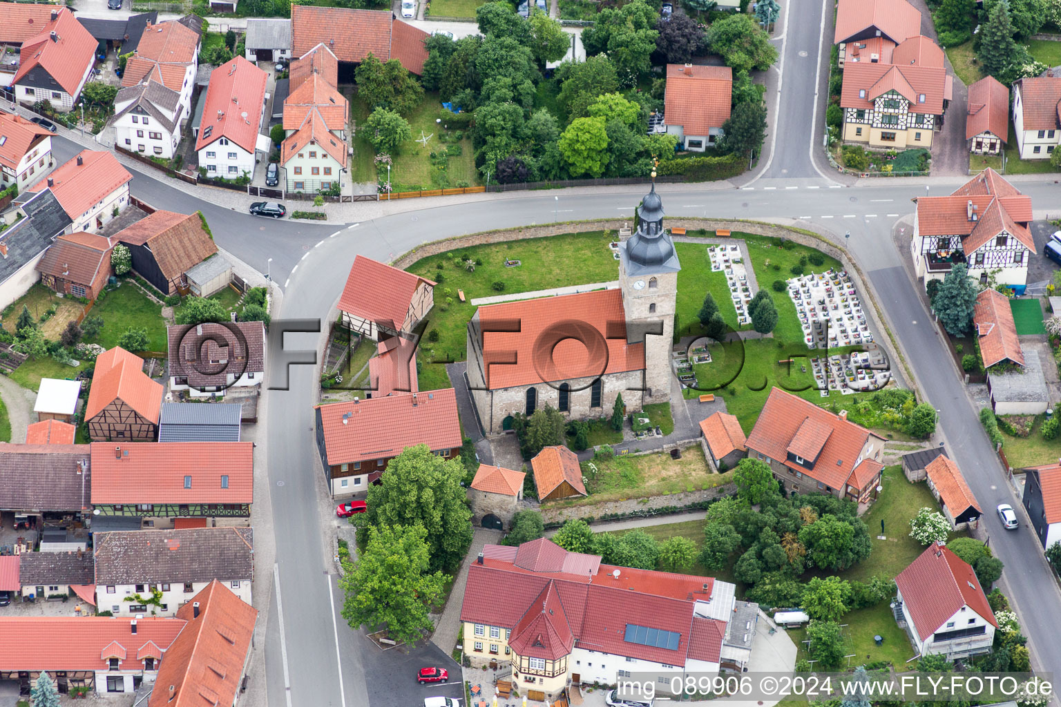 Church building in of Kirchenburg Obermassfeld Old Town- center of downtown in the district Obermassfeld in Obermassfeld-Grimmenthal in the state Thuringia, Germany