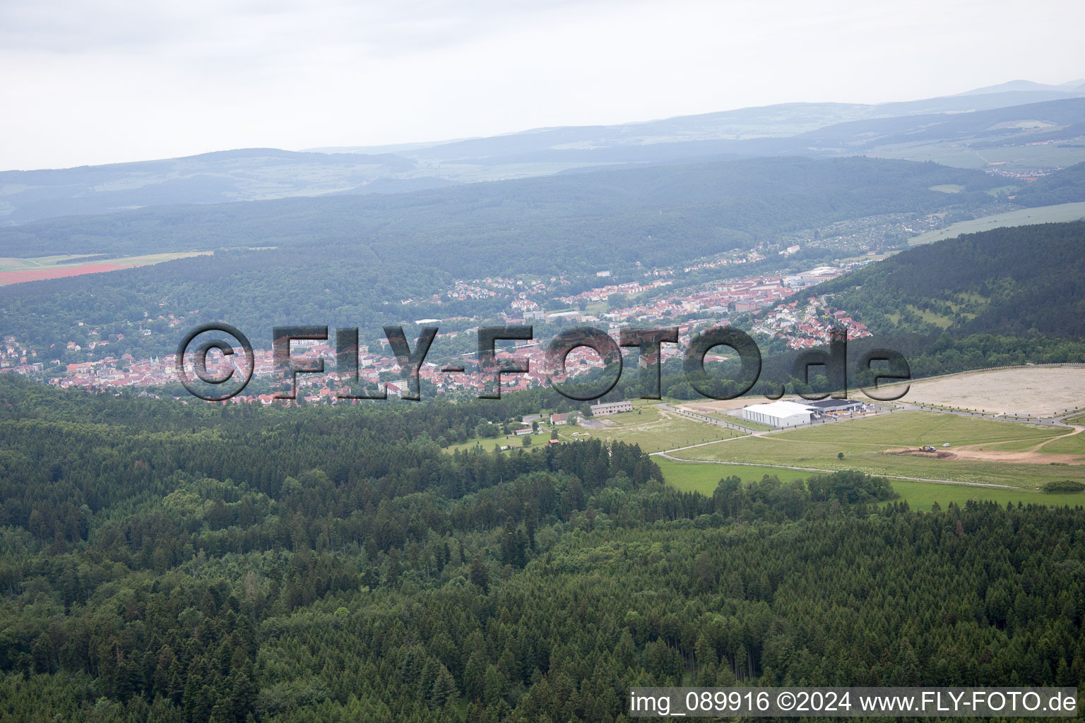 Aerial view of Ellingshausen in the state Thuringia, Germany