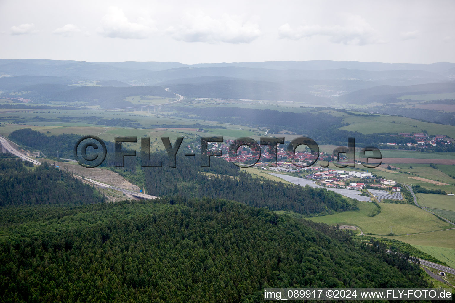 Aerial photograpy of Ellingshausen in the state Thuringia, Germany