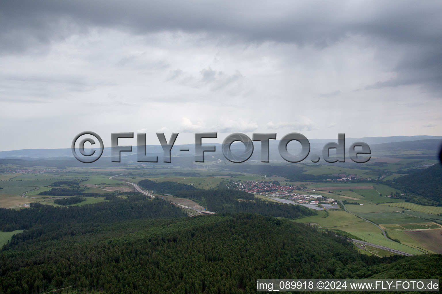 Oblique view of Ellingshausen in the state Thuringia, Germany