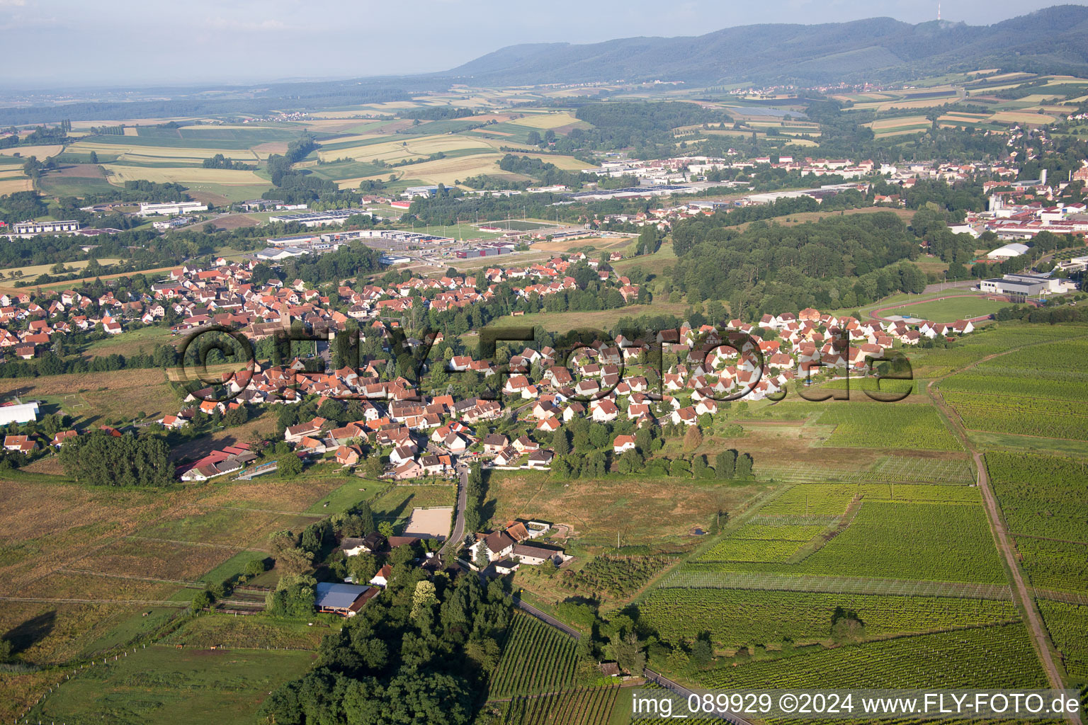 Drone recording of District Altenstadt in Wissembourg in the state Bas-Rhin, France