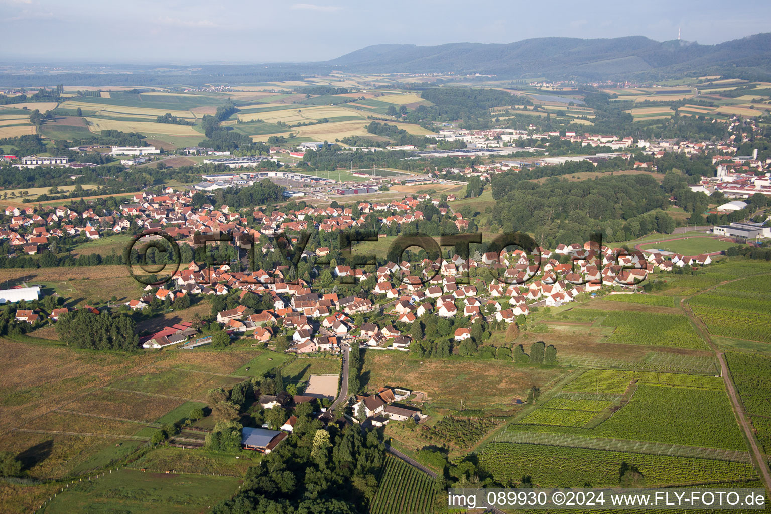 Drone image of District Altenstadt in Wissembourg in the state Bas-Rhin, France