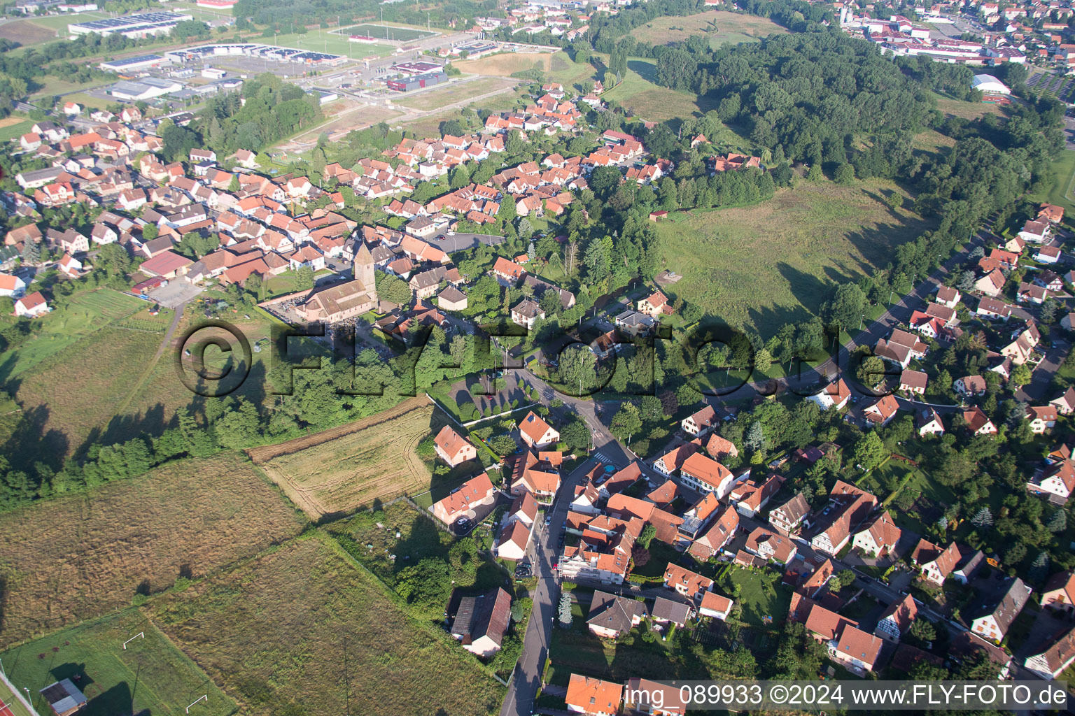 Altenstadt in the state Bas-Rhin, France from the drone perspective