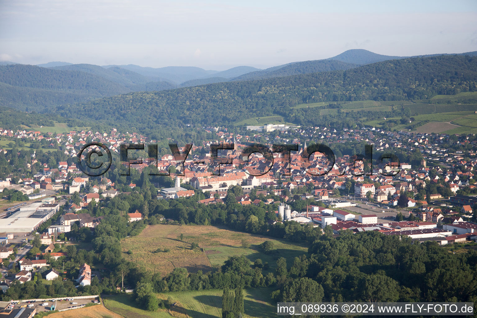 Wissembourg in the state Bas-Rhin, France from above