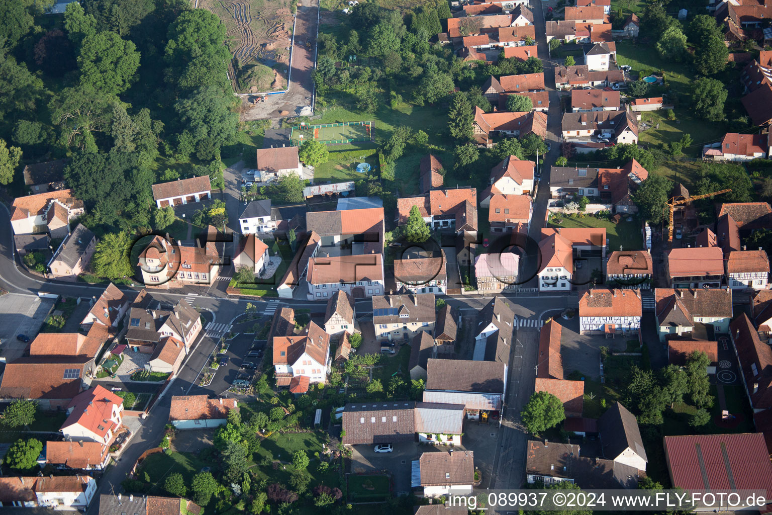 District Altenstadt in Wissembourg in the state Bas-Rhin, France seen from a drone