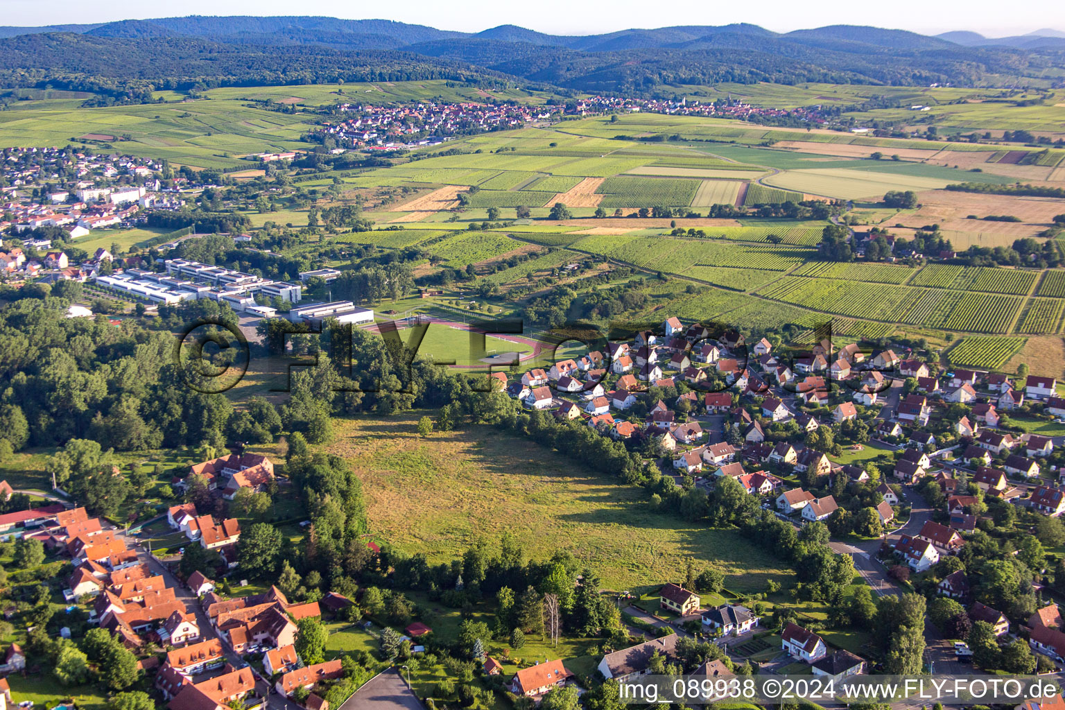 Aerial view of District Altenstadt in Wissembourg in the state Bas-Rhin, France