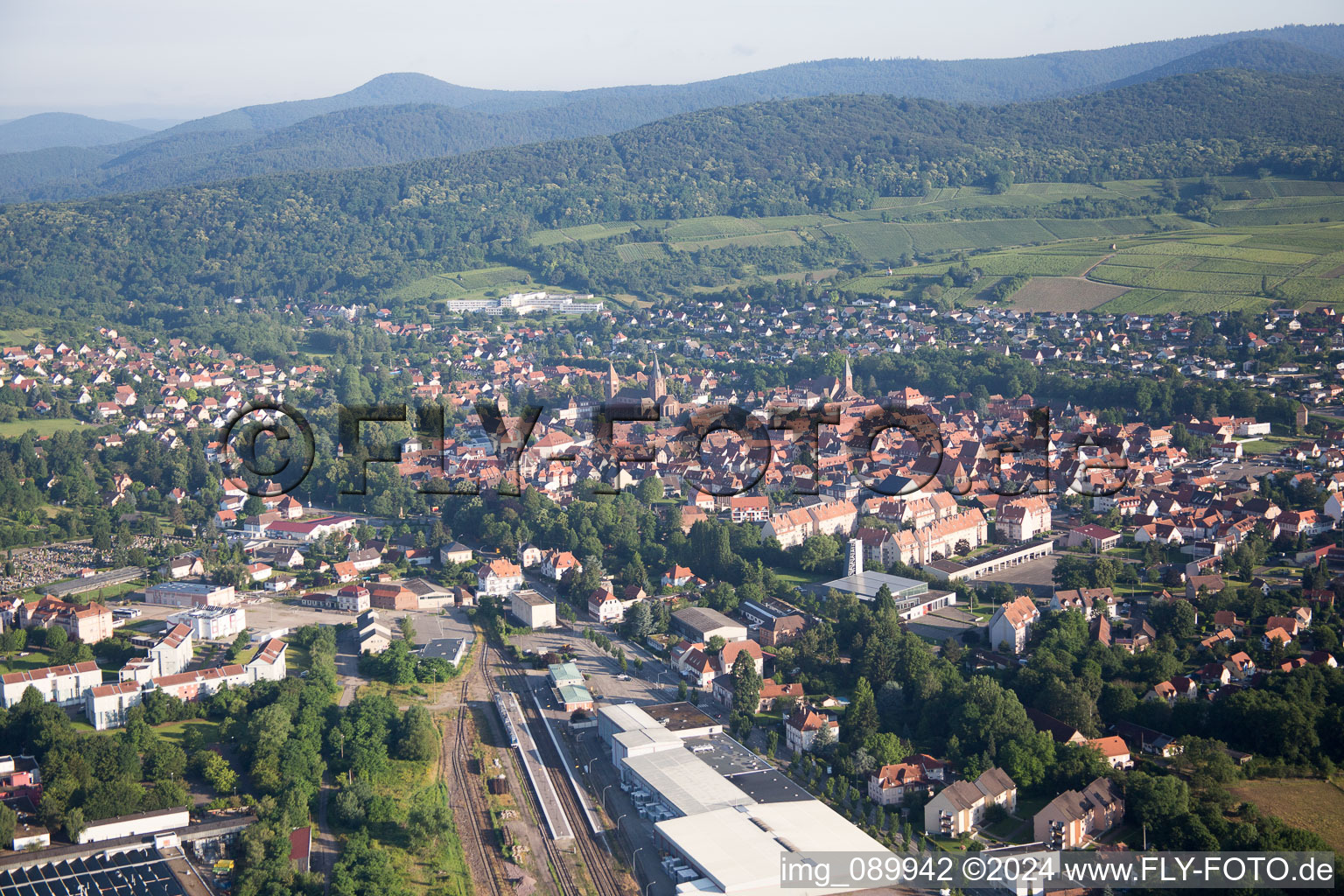 Oblique view of Wissembourg in the state Bas-Rhin, France