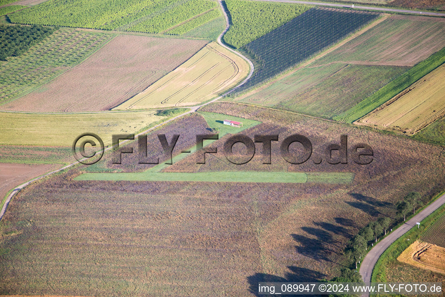 Aerial view of Model airfield in Oberhoffen-lès-Wissembourg in the state Bas-Rhin, France