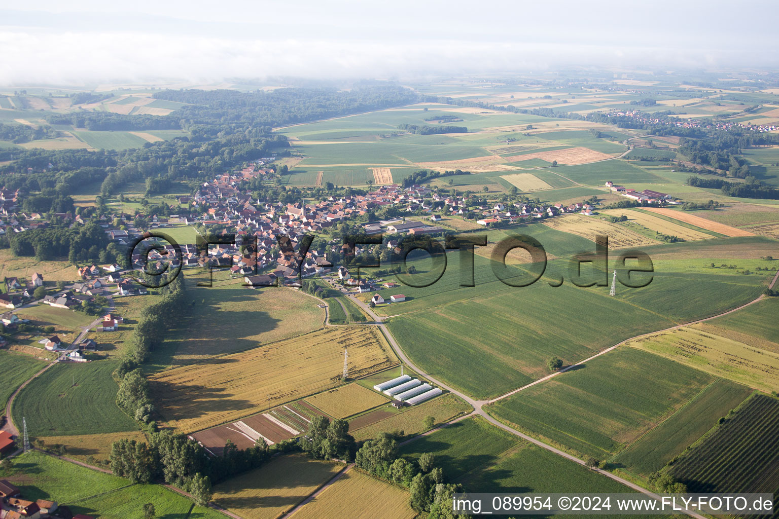 Bird's eye view of Steinseltz in the state Bas-Rhin, France