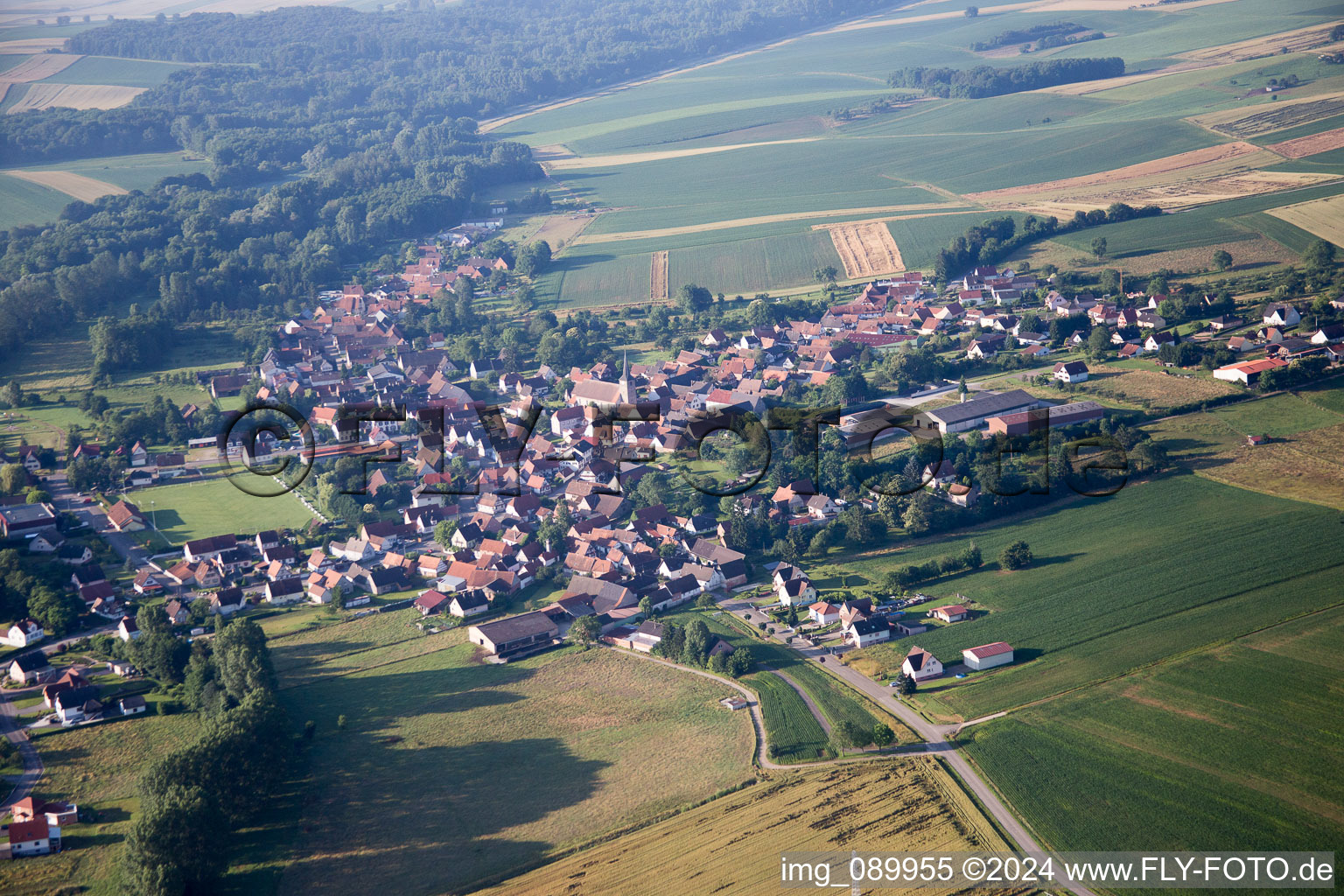 Steinseltz in the state Bas-Rhin, France viewn from the air