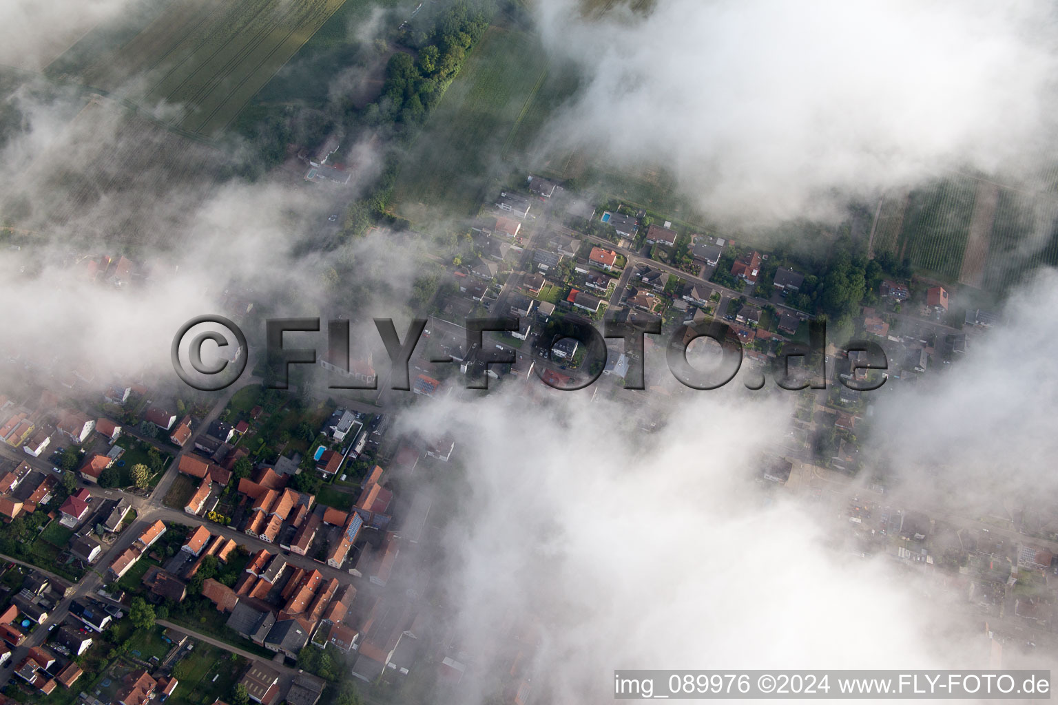 Freckenfeld in the state Rhineland-Palatinate, Germany viewn from the air