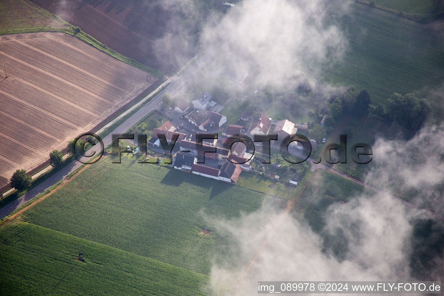 Minfeld in the state Rhineland-Palatinate, Germany from the drone perspective