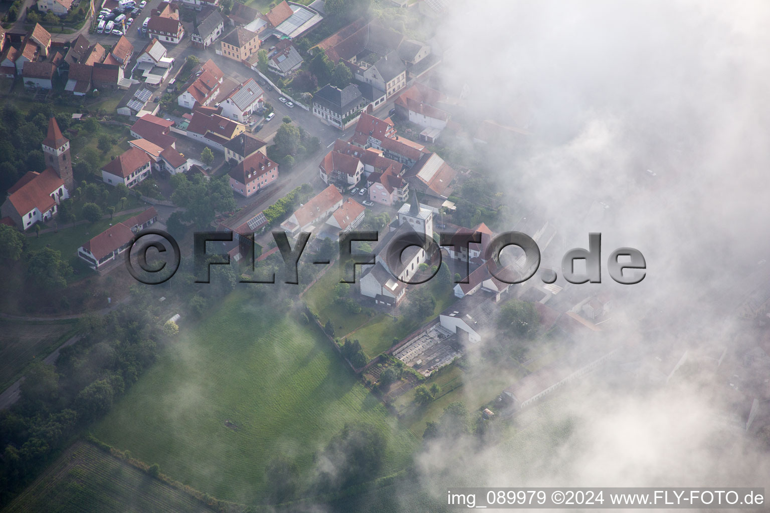 Minfeld in the state Rhineland-Palatinate, Germany from a drone