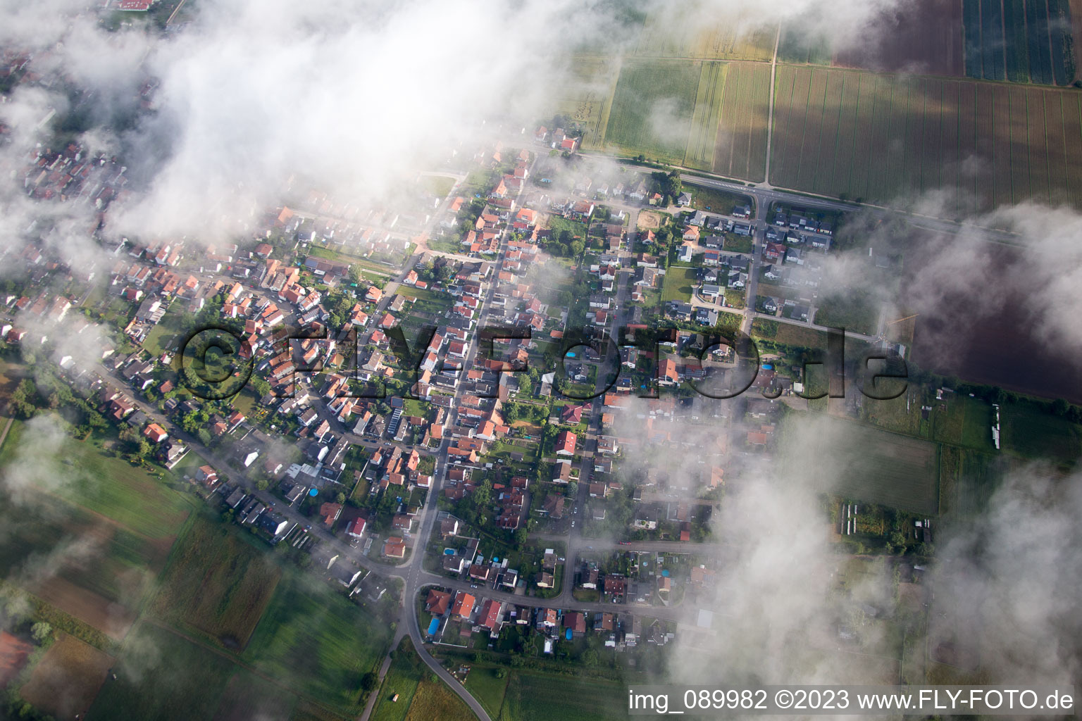 Aerial photograpy of Minfeld in the state Rhineland-Palatinate, Germany